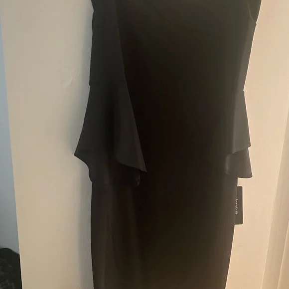 bebe Black Off The Shoulder Dress Midi - Picture 8 of 9
